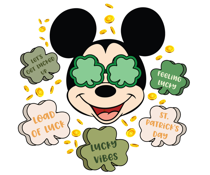 Disney Saint Patrick's Day Mickey Lucky Vibes Design - DTF Ready To Press - DTF Center 