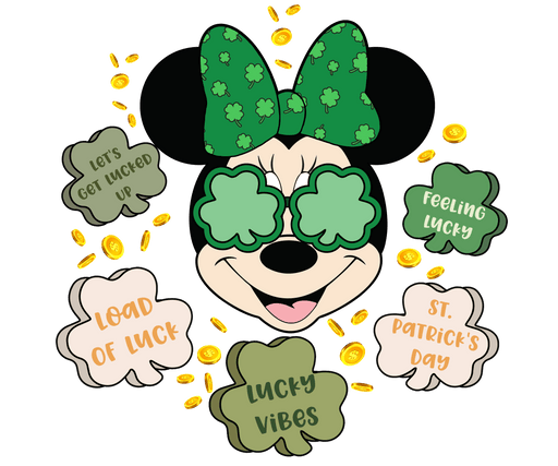 Disney Minnie Mouse Feeling Lucky Saint Patrick's Day Design - DTF Ready To Press - DTF Center 