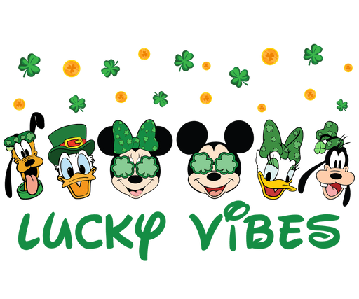Mickey Mouse Lucky Vibes Saint Patrick Day Design - DTF Ready To Press - DTF Center 