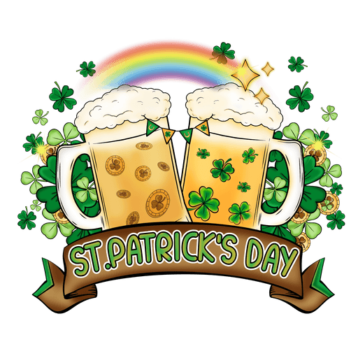Saint Patrick's Day Beer And Rainbow Design - DTF Ready To Press - DTF Center 
