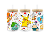 UV DTF 16 Oz Libbey Glass Cup Wrap - Pokemon Pikachu Charmander Squirtle Bulbasaur - DTF Center 