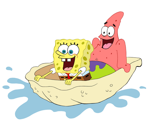 Sponge Bob And Patrick Rafting Cartoon Design - DTF Ready To Press - DTF Center 