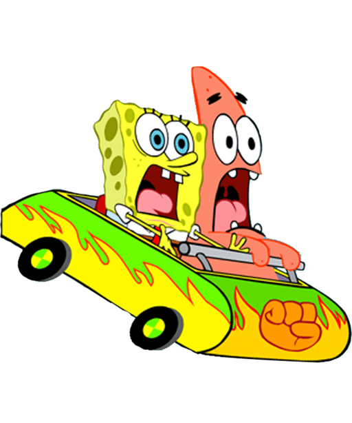 Sponge Bob And Patrick Roll Coster Cartoon Design - DTF Ready To Press - DTF Center 