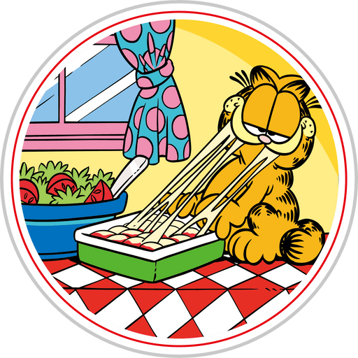 Eating Lasagna Garfield Cartoon Design - DTF Ready To Press - DTF Center 