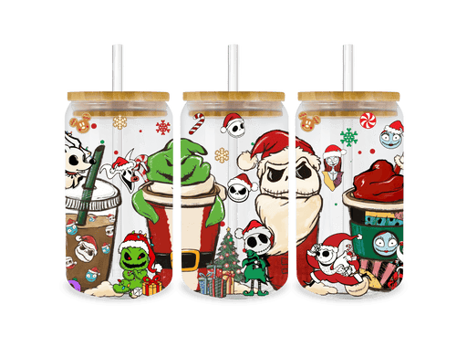 UV DTF 16 Oz Libbey Glass Cup Wrap - The Nightmare Before Christmas - DTF Center 
