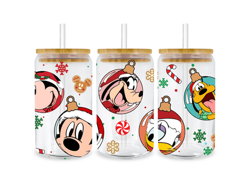 UV DTF 16 Oz Libbey Glass Cup Wrap - Christmas Mickey and Friends - DTF Center 