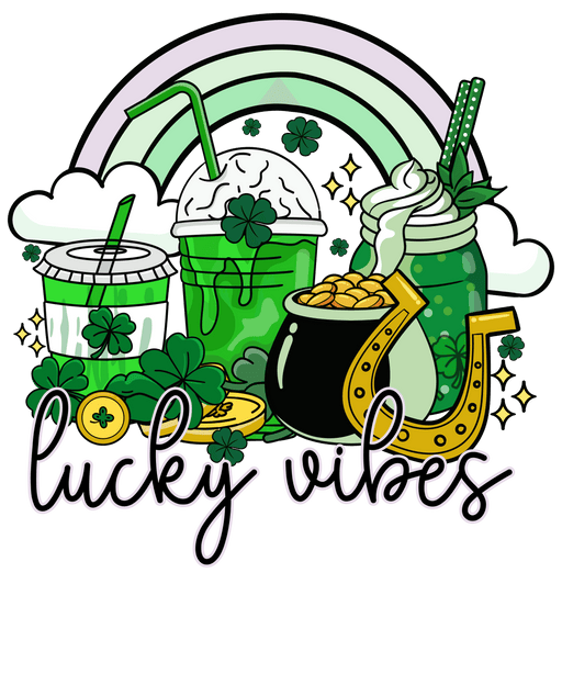 Lucky Vibes Saint Patrick's Day Rainbow Design - DTF Ready To Press - DTF Center 