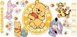 UV DTF 16 Oz Libbey Glass Cup Wrap - Disney Winnie The Pooh And Friends Starbucks - DTF Center 