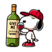 The Peanuts Snoopy Give Me Cartoon Wine Design - DTF Ready To Press - DTF Center 