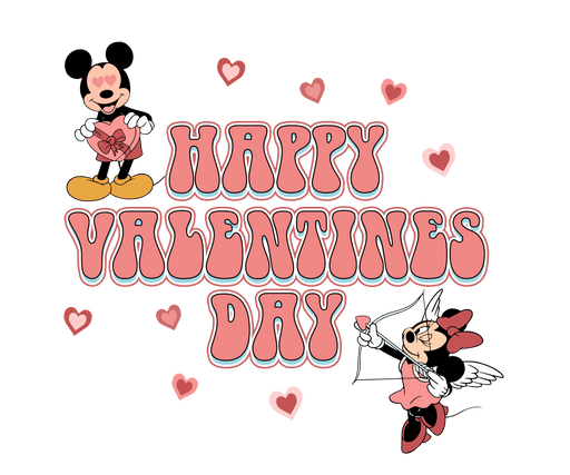 Disney Mickey Mouse Happy Valentine's Day Design - DTF Ready To Press - DTF Center