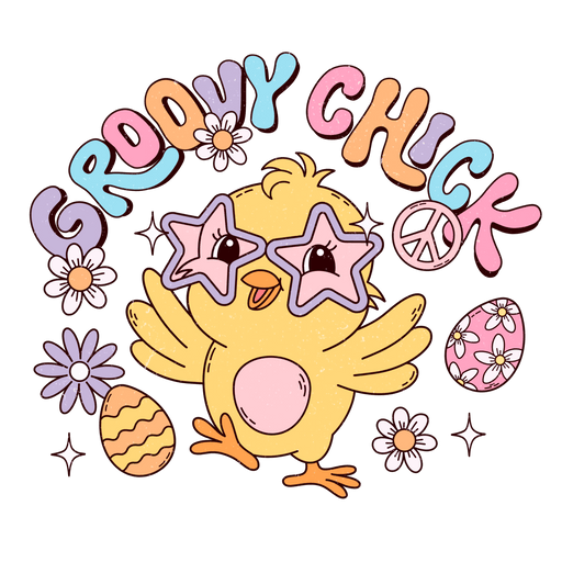 Groovy Chick Retro Easter Design - DTF Ready To Press - DTF Center 