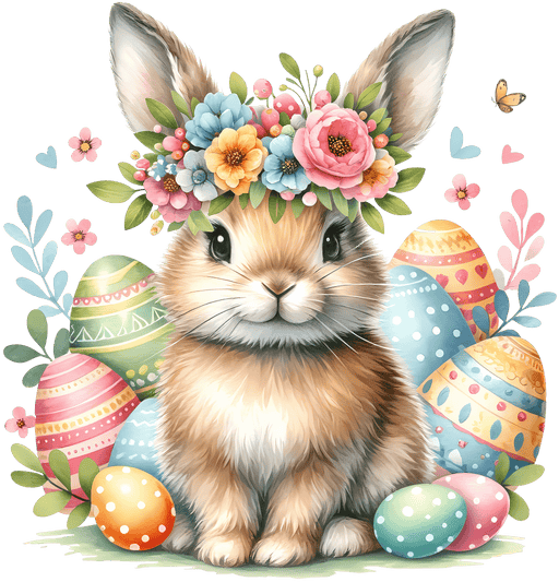 Cute Easter Bunny With Eggs Design - DTF Ready To Press - DTF Center