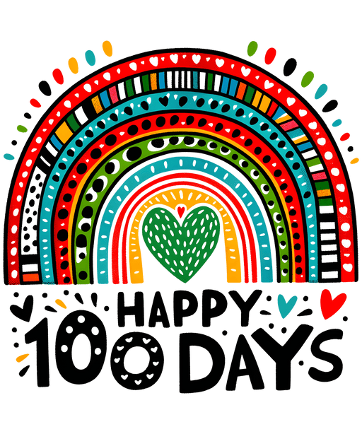 Happy 100 Days School Rainbow Design - DTF Ready To Press - DTF Center 
