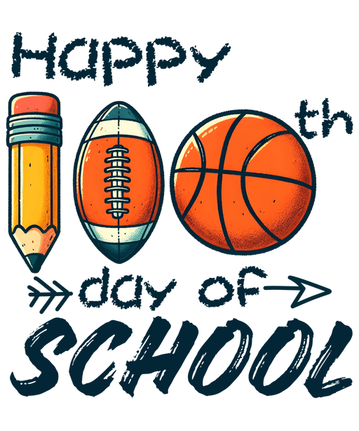 Happy 100th Day Of School Basketball Design - DTF Ready To Press - DTF Center 