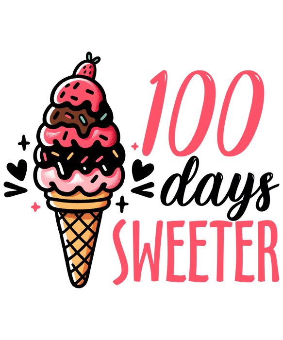 100 Days Sweeter School Design - DTF Ready To Press - DTF Center