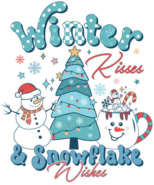 Winter Kisses And Snowflake Wishes Christmas Design - DTF Ready To Press - DTF Center 