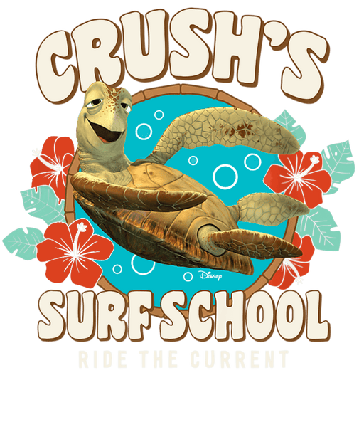 Disney Finding Nemo Crush's Surf School Ride The Current Design - DTF Ready To Press - DTF Center