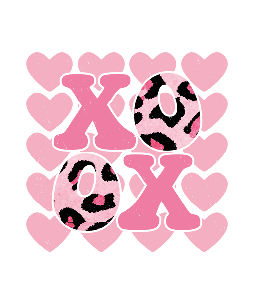 Xoxo Pink Leopard Valentine's Day Design - DTF Ready To Press - DTF Center 