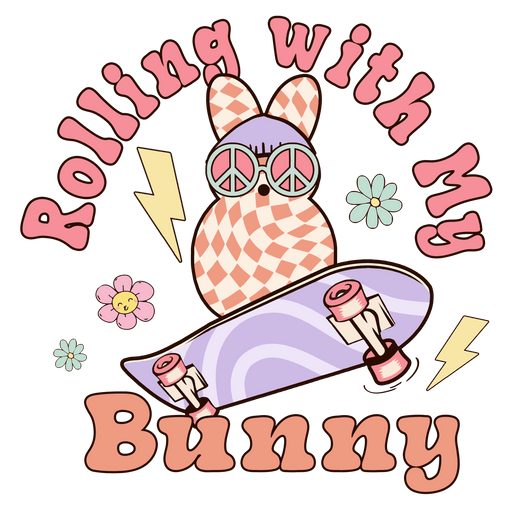 Rolling With My Bunny Easter Peace Design - DTF Ready To Press - DTF Center 