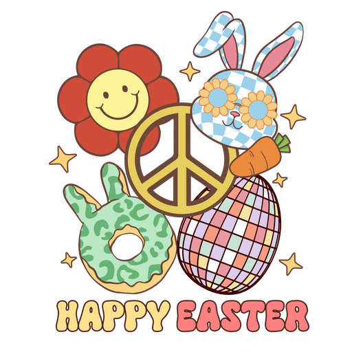Happy Easter Peace Party Design - DTF Ready To Press - DTF Center 