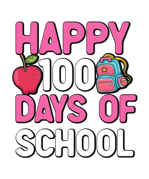 Happy 100 Days Of School Apple Design - DTF Ready To Press - DTF Center 