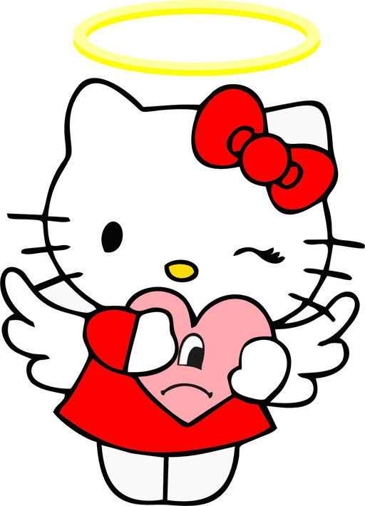 Angel Hello Kitty And Bad Bunny Valentine's Day Design - DTF Ready To Press - DTF Center