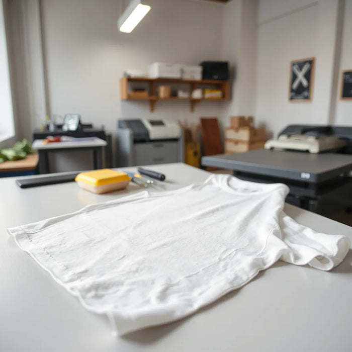 DTF transfer with crisp edges and vibrant colors inspected on a worktable under bright lighting