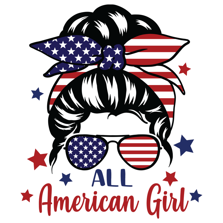 All American Girl Design – DTF bereit zum Aufpressen