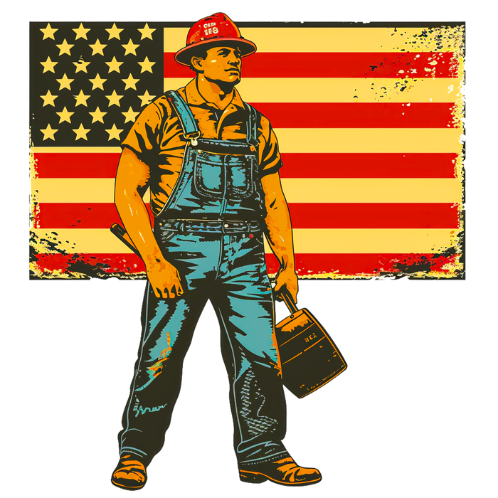 Patriotic Worker DTF Print with American Flag