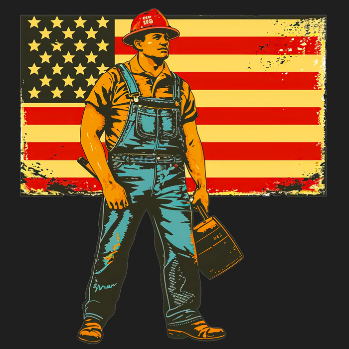 Patriotic Worker DTF Print with American Flag