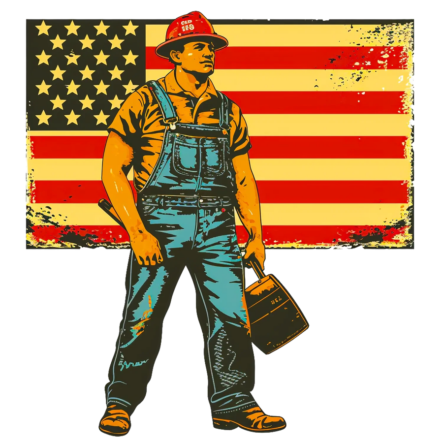 Patriotic Worker DTF Print with American Flag