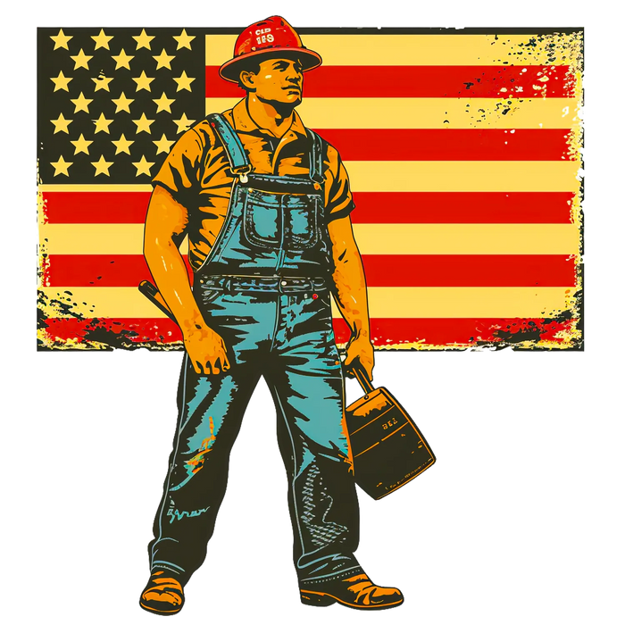 Patriotic Worker DTF Print with American Flag