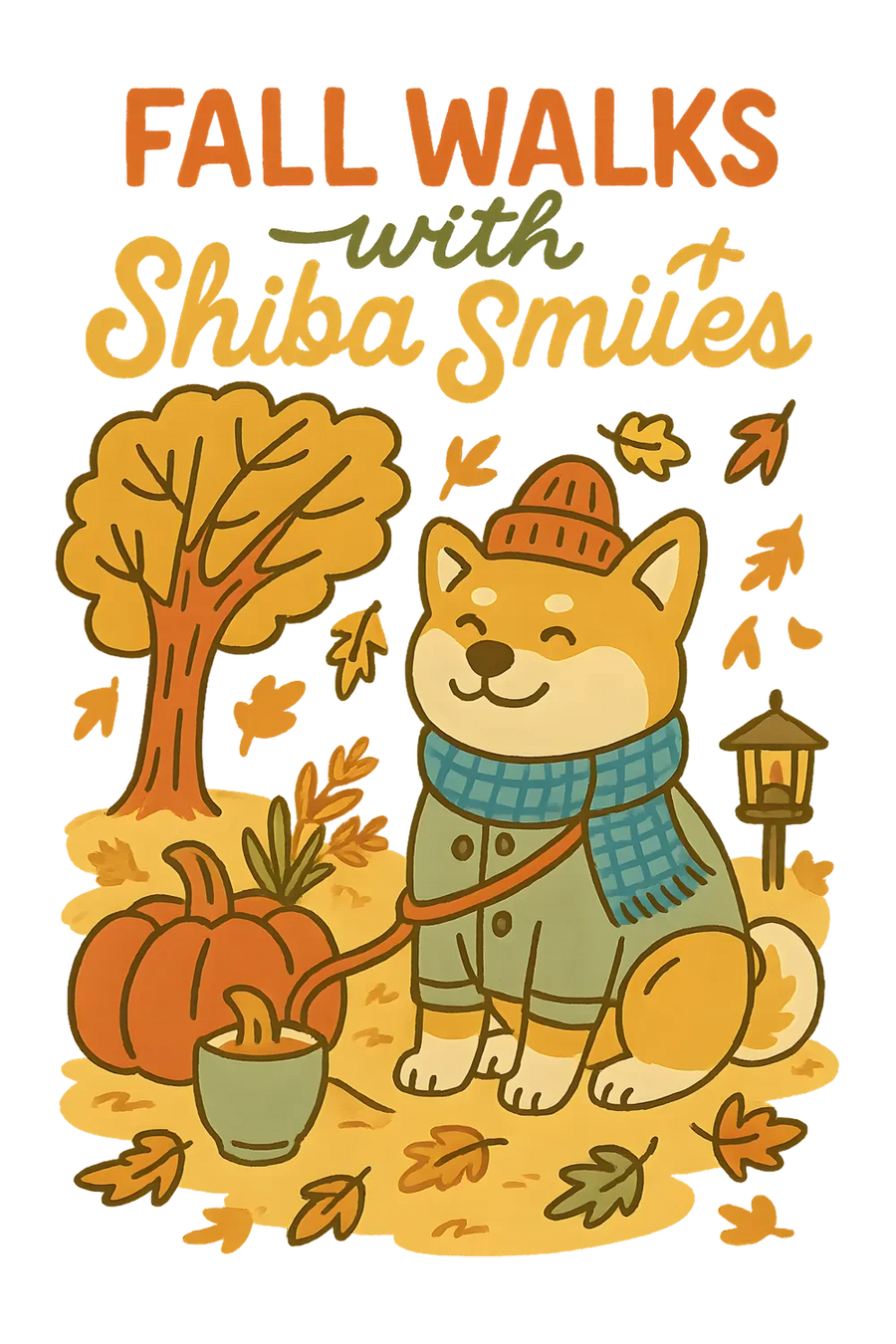 Autumn Shiba Smiles DTF Transfer Ready to Press