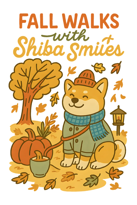 Autumn Shiba Smiles DTF Transfer Ready to Press