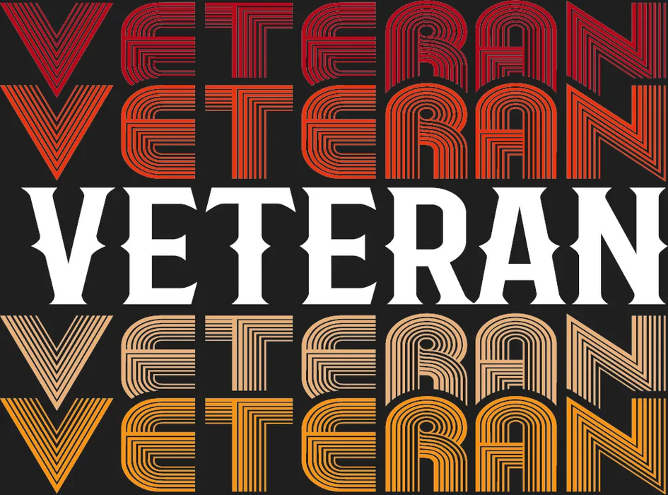 Retro Line Art Veteran Typography DTF Transfer Ready to Press