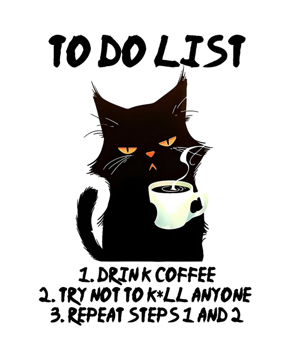 Coffee Cat DTF Transfer Ready to Press
