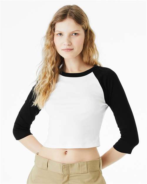 Women's Micro Rib 3/4 Raglan Sleeve Baby Tee