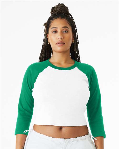 Women's Micro Rib 3/4 Raglan Sleeve Baby Tee