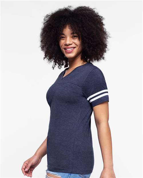 Women's Football V-Neck Fine Jersey Tee