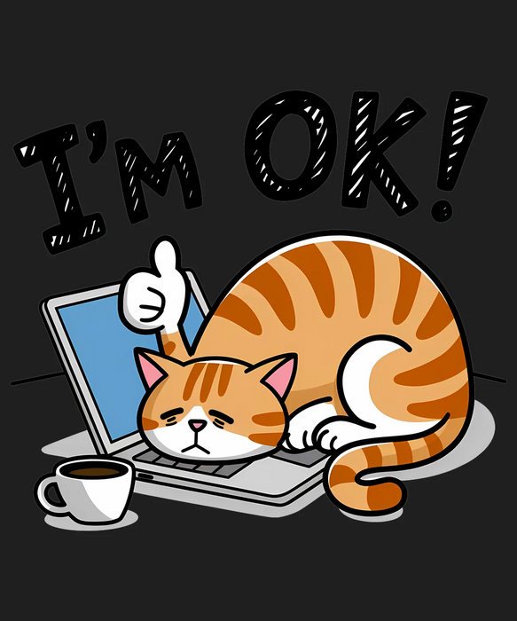 Cat DTF Transfer I'm OK Ready to Press