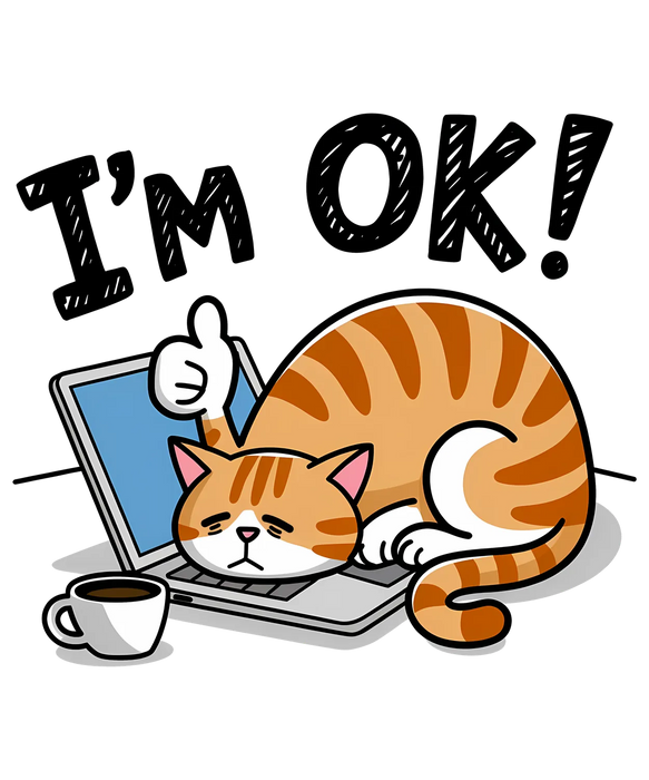 Cat DTF Transfer I'm OK Ready to Press