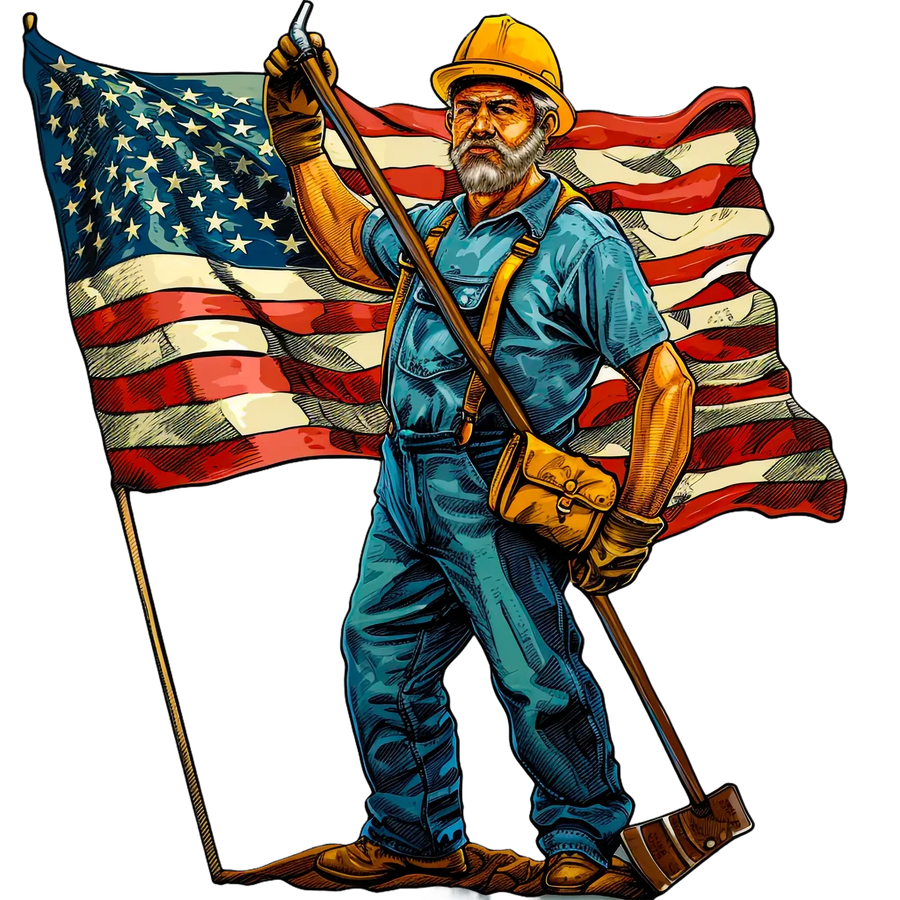Patriotic Worker DTF Print with American Flag