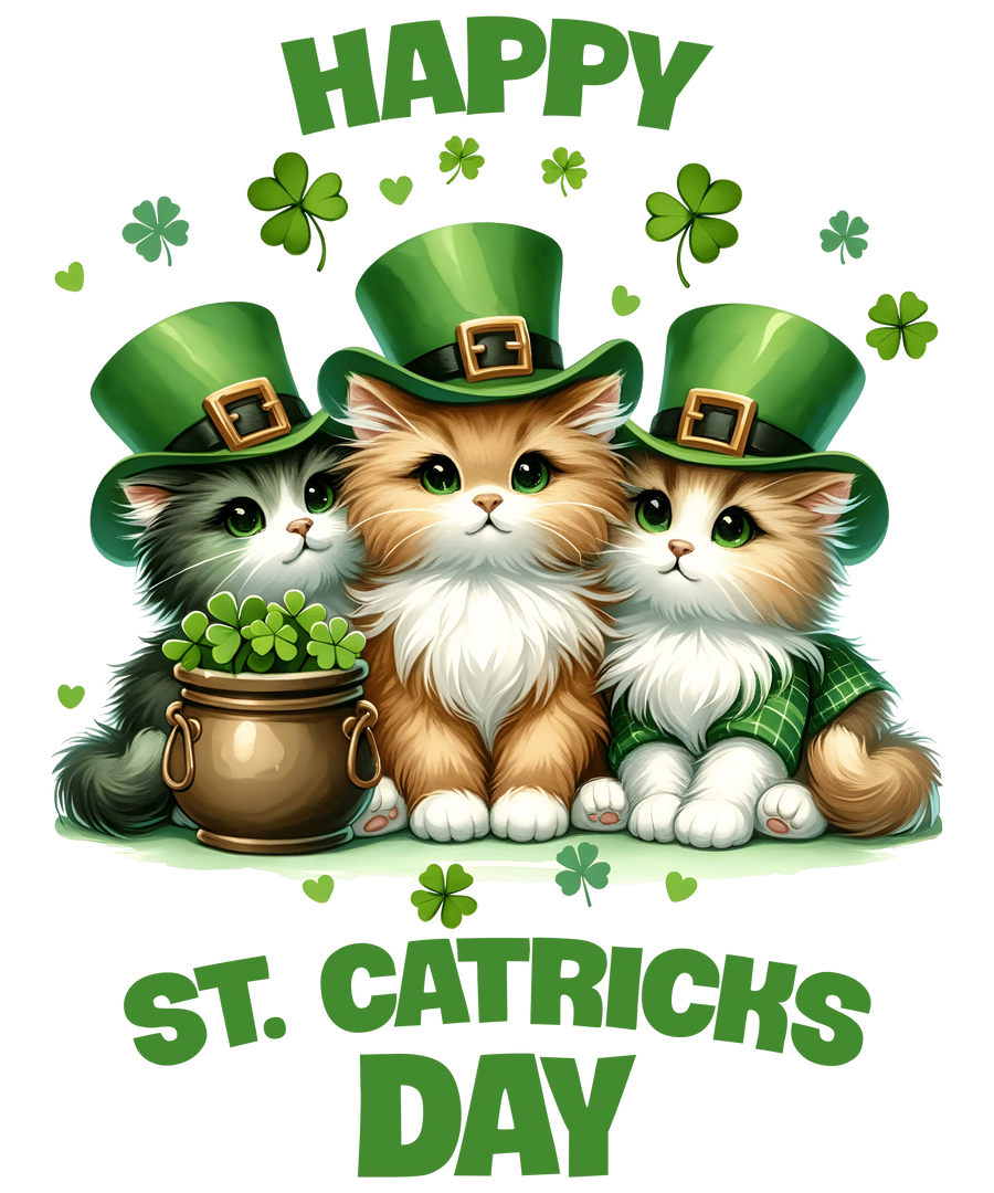 Happy ST. Patricks Day Funny Cat Design - DTF Ready To Press