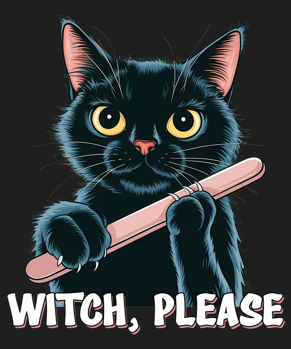 Witch Please Black Cat DTF Transfer Ready to Press