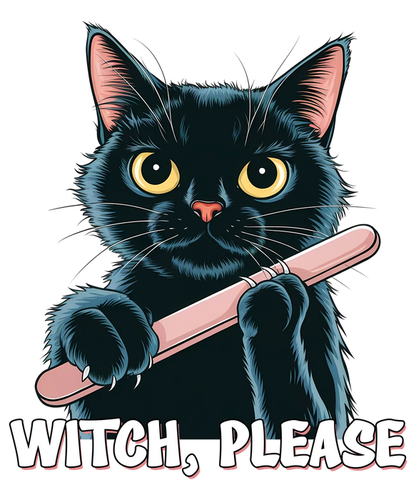 Witch Please Black Cat DTF Transfer Ready to Press