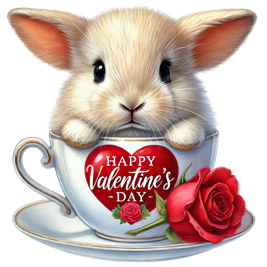 Coffee Cup Valentine's Day Bunny Design | DTF Center
