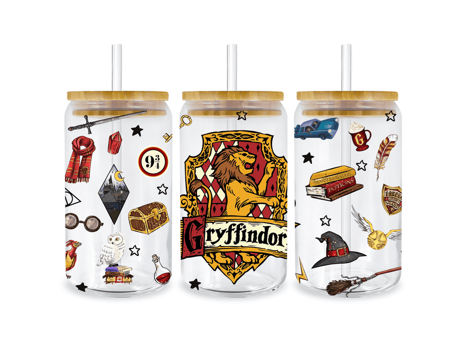 UV DTF 16 Oz Libbey Glass Cup Wrap - Harry Potter Gryffindor - DTF Center 