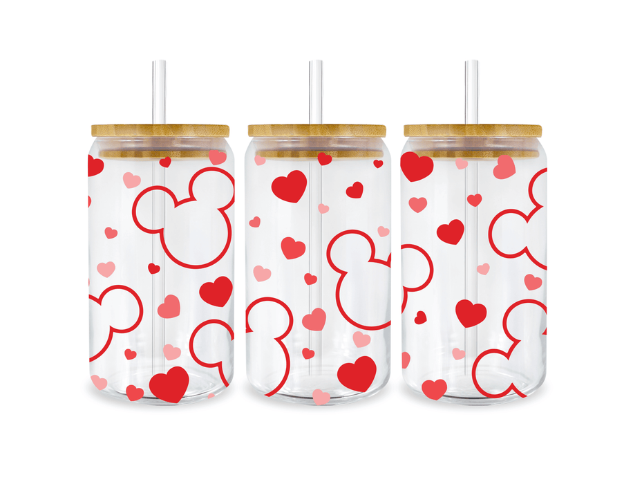 UV DTF 16 Oz Libbey Glass Cup Wrap - Valentine's Day Disney Mickey - DTF Center 