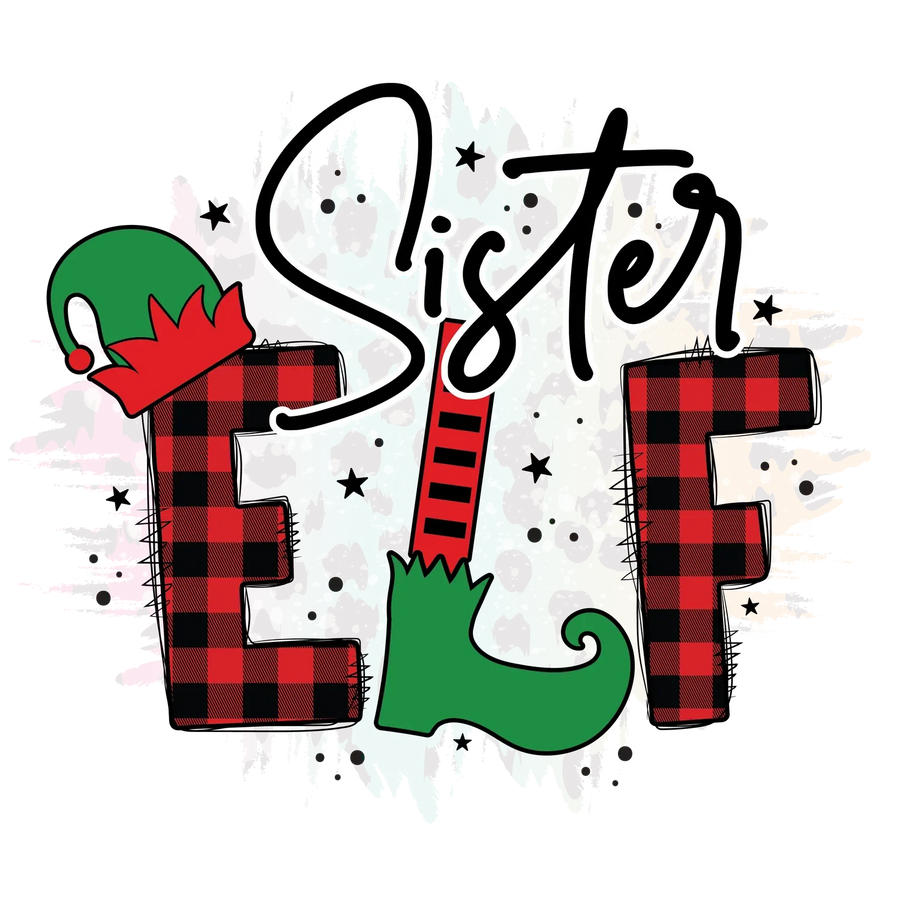 Christmas Sister Elf DTF Transfer Ready to Press