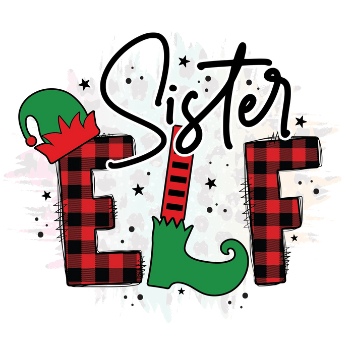 Christmas Sister Elf DTF Transfer Ready to Press